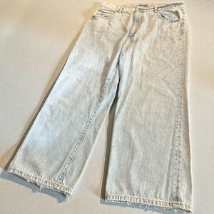 Womens DL1961 Hepburn Wide Leg Jeans High Rise Size 31 Jet Stream Ankle